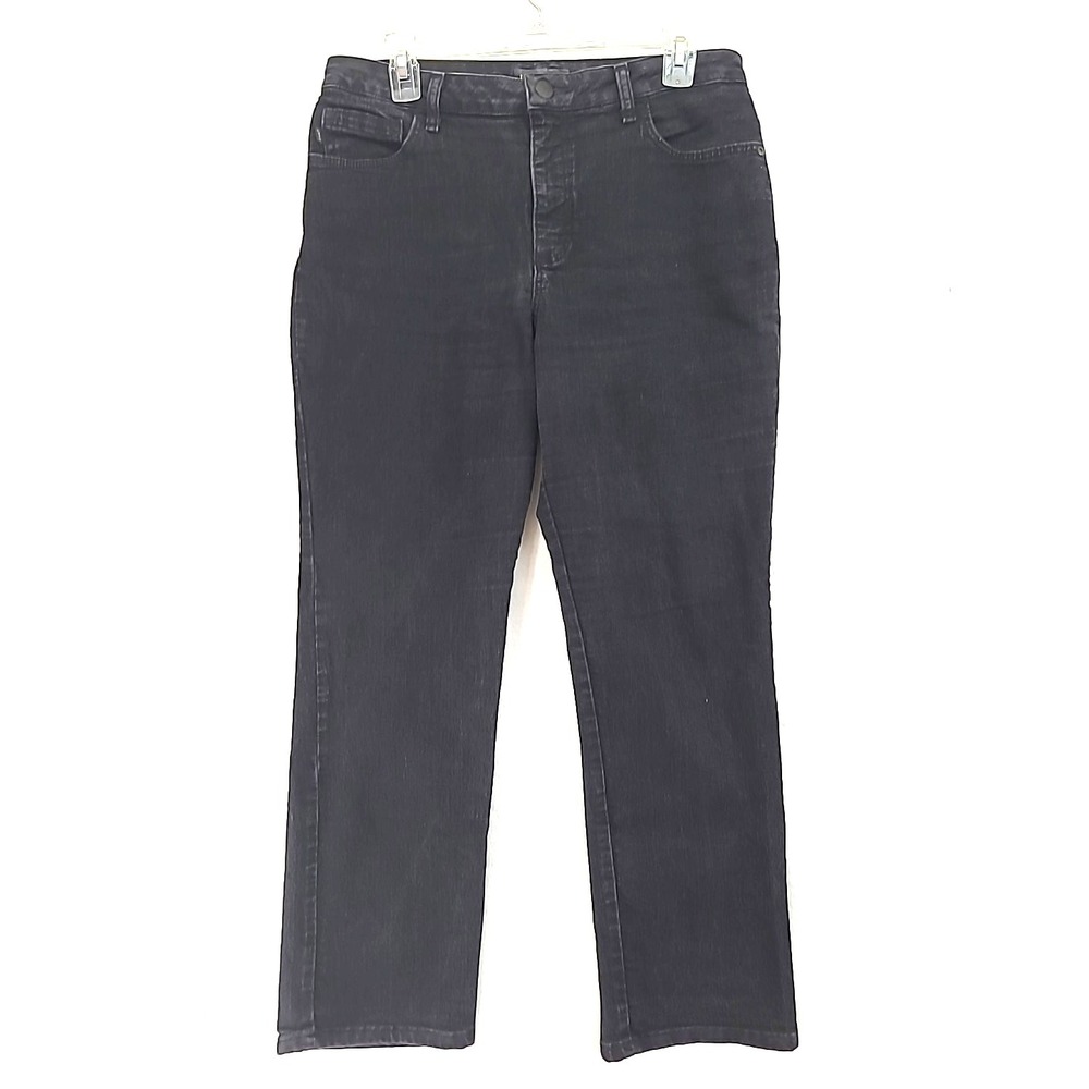 LEE Relaxed Fit Black Jeans Straight Leg High Rise Instantly Slims 10 Short